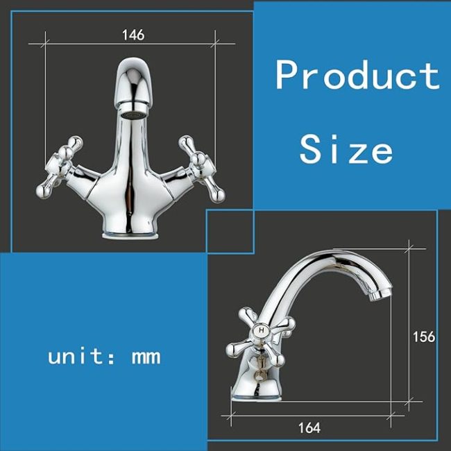 Basin Mixer Tap Dual Cross Lever Bathroom Sink Mixer Tap | Victorian Basin Sink Tap