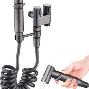Arabic Shower Shattaf Toilet Bidet Sprayer 1 in 2 Off Dual Control Valve Flow Adjustable Wall Mounted Leak-Proof