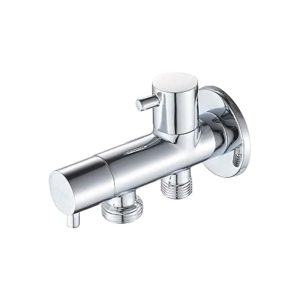 Shut Off Angle Valve Dual for Bidet Toilet 3/8"-1/2", Silver | GRIFEMA