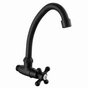 Lirlee Matte Black Wall-Mounted Pillar Tap | Kitchen/Bib Tap – Durable Brass Kitchen Faucet