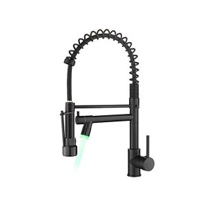 Commercial Kitchen Faucet with Sprayer Single Handle Single Hole | Pillar Lever Coil