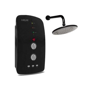 Lirless Tankless Heater | Shower Head + Arm | Booster Pump | White Shower Head