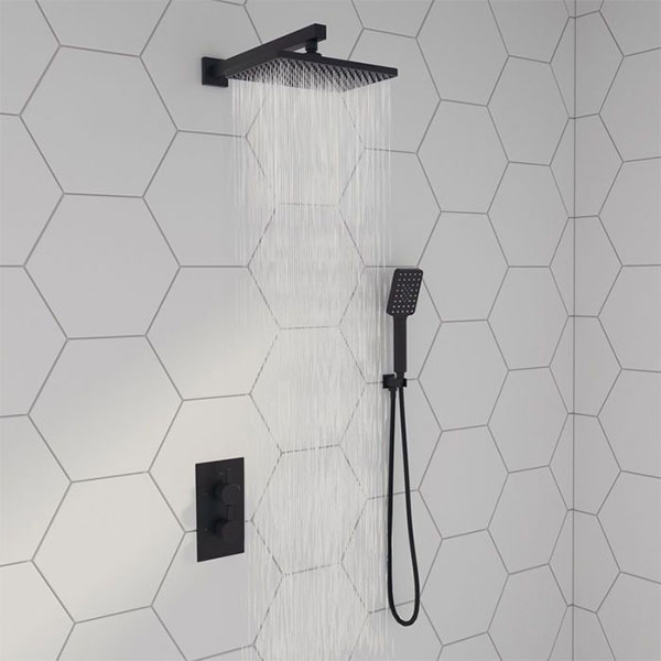 Modern Shower Three Way Concealed Raiser | Complete Set | Black Matte Modern Shower Three Way Concealed Raiser | Complete Set | Black Matte